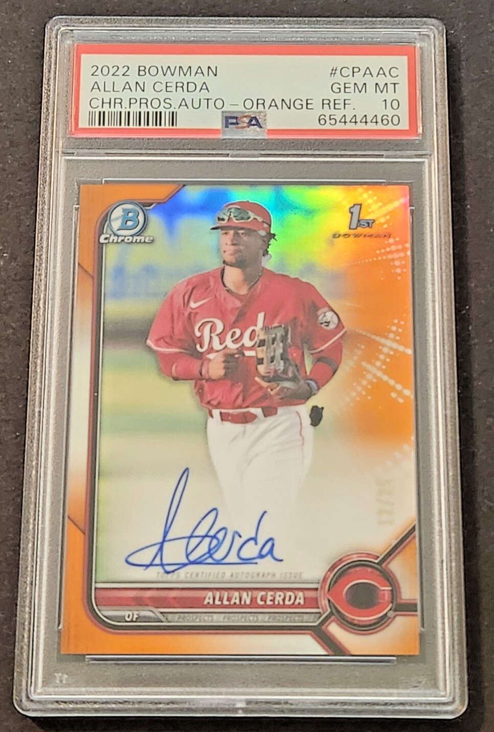 2022 Allan Cerda 1st Bowman Chrome Auto Orange Refractor RC /25 PSA 10