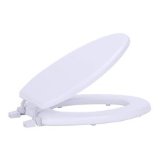 Soft Elongated Vinyl Toilet Seat, White - 19 Inch Soft Vinyl Cover with Comfort