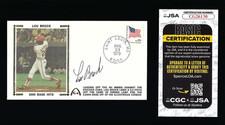 Lou Brock signed cover Beckett Authenticated Baseball HOF 3000th Hit