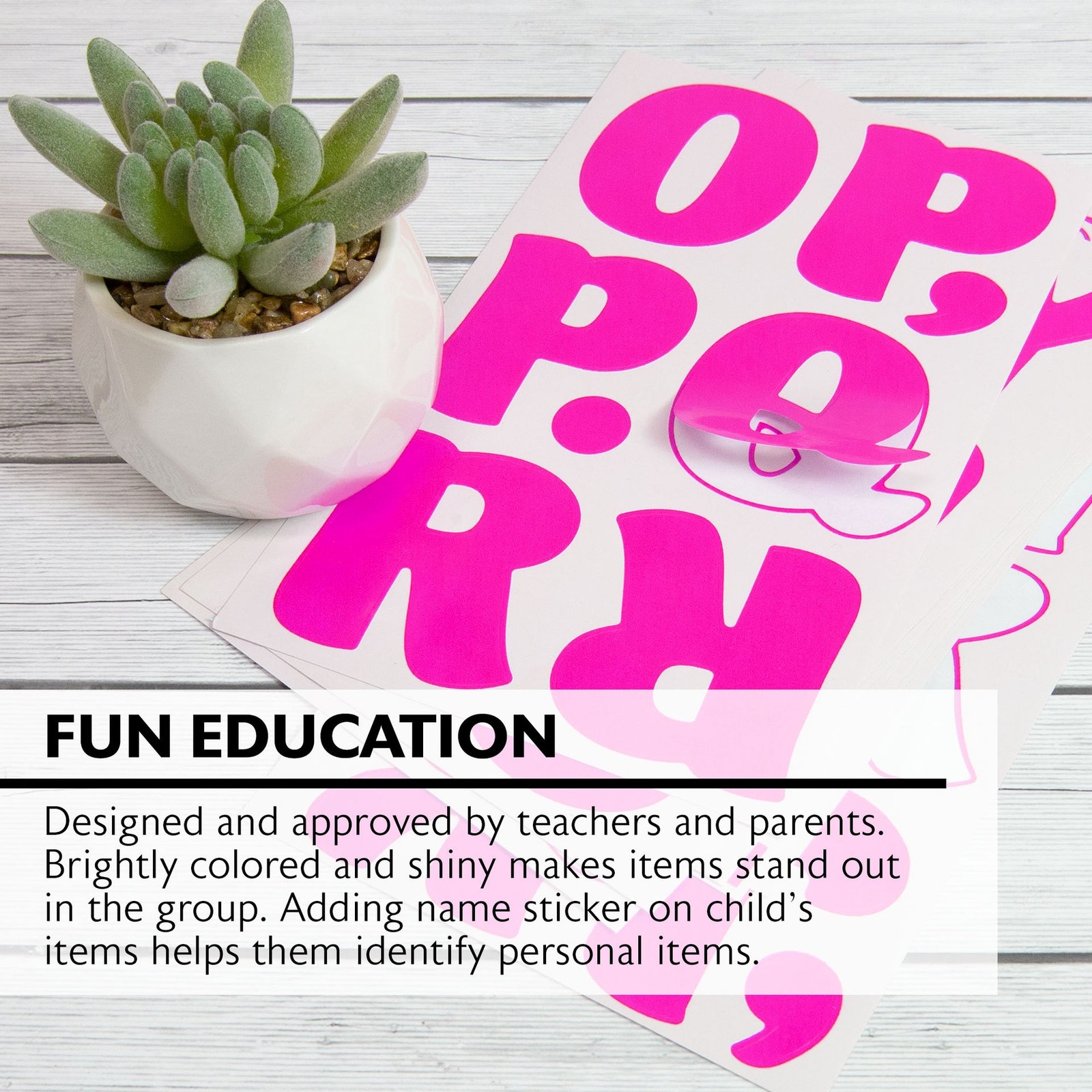 BAZIC 2" Fluorescent Color Alphabet & Numbers Stickers (72/Pack), pack of 24