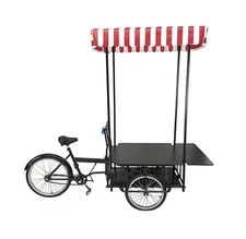 24"Tire Black Tricyle Vending Cart for Ice-cream Flower Market Booth Collapsable