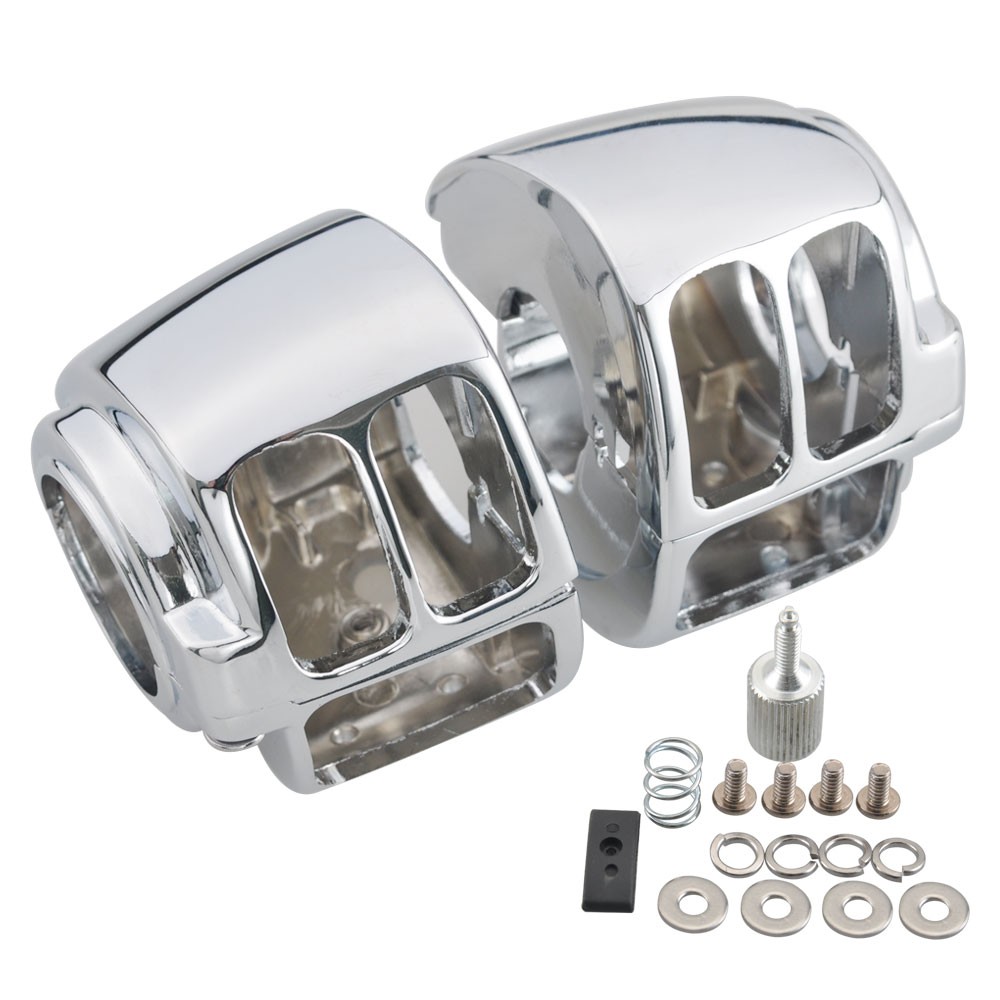 Chrome Hand Control Switch Housing Covers For Harley Sportster 1200 Softail Dyna