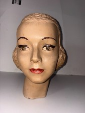 Vintage Female Mannequin Head Bust Hat Store Display Stand 1930 - 1940