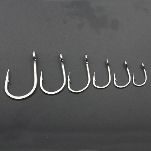 25PCS Stainless Steel Live Bait Circle Fishing Hook Saltwater Big Game 2/0-12/0 - Picture 3 of 26