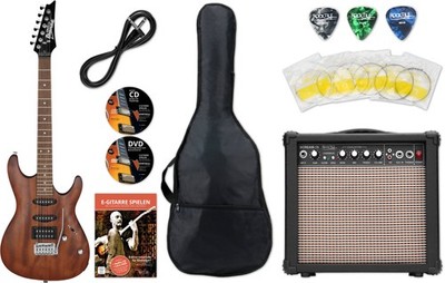 Starkes Ibanez GSA60-WNF E-Gitarren Walnut Flat SET inkl Gigbag 15W Amp Zuberhör