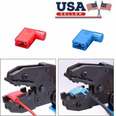 Nylon Flag Terminals Right Angle Connectors Ratchet Terminals Crimp Pliers US