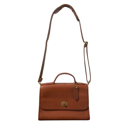 COACH OLD COACH 2WAY SHOULDER BAG Brown Leather Turn Lock Vintage 