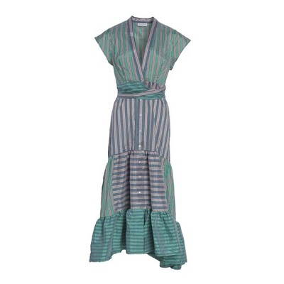 Sandro Women's Dress V-Neck Long Striped Multicolour FR 36 / US 4 S R20678E