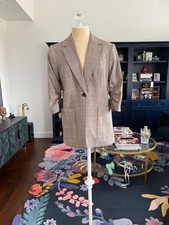 Calvin Klein Brown Black and Cream Plaid Blazer size 2P