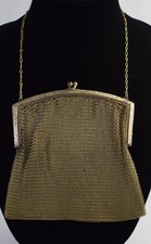 Antique Victorian Mesh Chain Purse Gold Filled Ornate Floral Frame Read