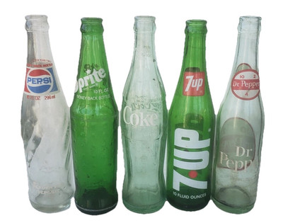 Lot of Vintage 10oz Soda Bottles Coke Pepsi Dr. Pepper Sprite 7 Up   As Is