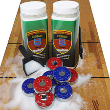 Shuffleboard Pucks 2 1/8 53 Rb, Medium Speed, w/ 2 Cans Shuffleboard Wax, Mini