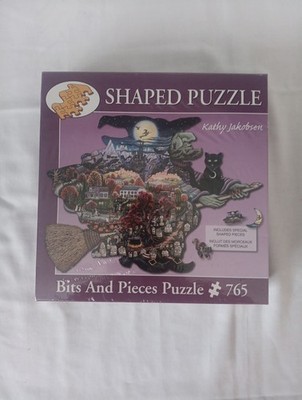 Witch Way to Halloween Shaped Jigsaw Puzzle Bits & Pieces Kathy Jakobsen Sealed
