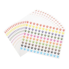 15Sheet Paw Print Stickers 0.35" Multicolor 1800Pcs Self-Adhesive Dog Paw Label