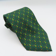 Brooks Brothers Tie Silk Green Christmas Tree 3.75" Wide 59" Long Makers