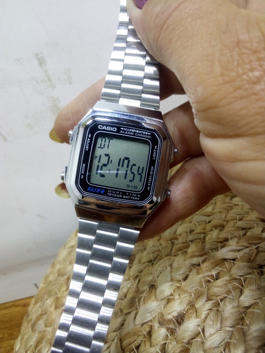 Vintage Casio 3234 A178w Silver Tone Digital Wrist Watch All