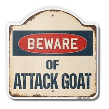 Beware Of Attack Goat 18" X 18" Heavy-Gauge Aluminum Architectural Sign
