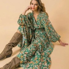 Baltic Born Maxi Dress “Bria” Green floral pattern size XL