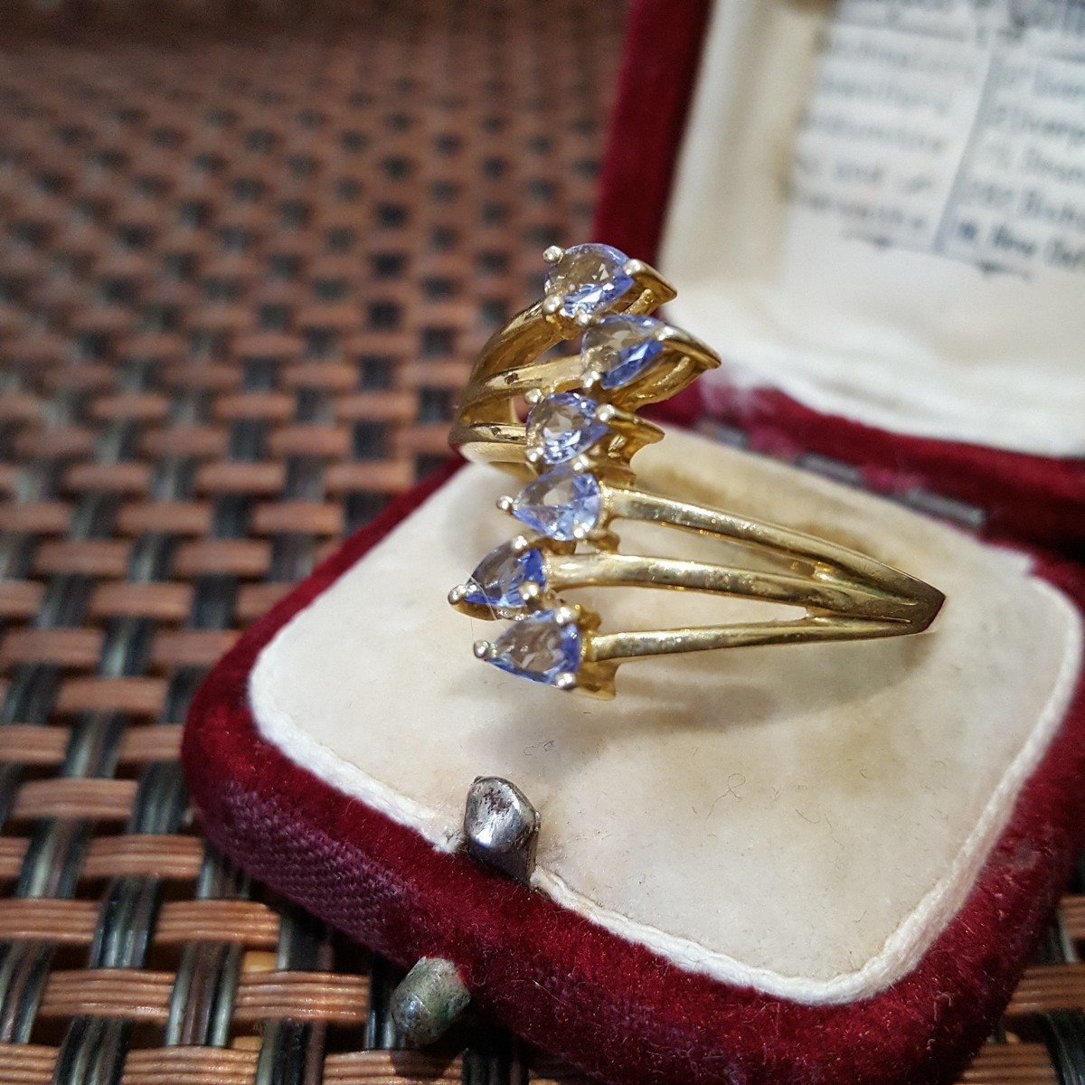 Gold Plated Sterling Silver Ring Tanzanite Pear Cluster UK Size U / US 10 /EU 62 View 3