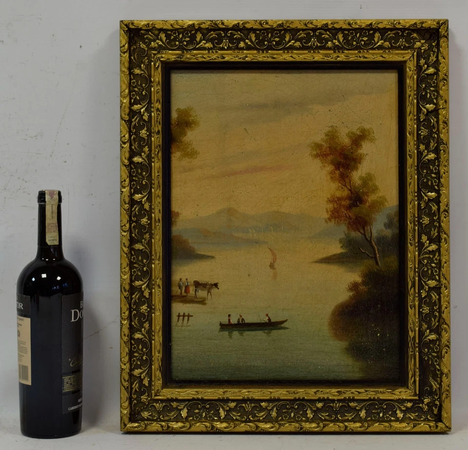 Altes Gemälde, Romantische Landschaft, Öl, 51 x 41 cm - Bild 2 von 4