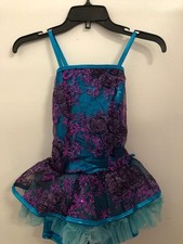 Dance Pre-Owned Costume Large Child Turquoise Curtain Call E1221 Jazz Tap Ballet