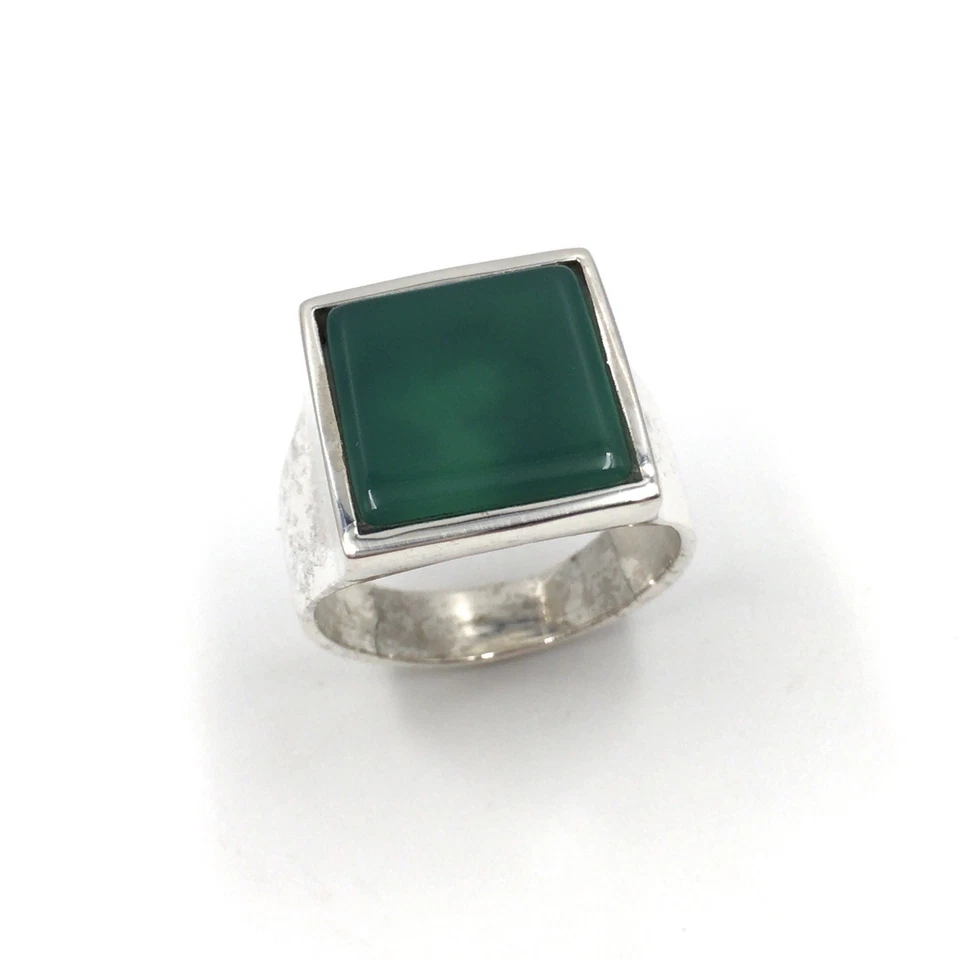 Anillo de plata 925 ónix verde anillo de sello clásico joyería anillo de... - Imagen 4 de 4