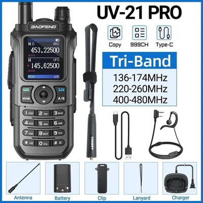 UV-21 Pro V2 Walkie Talkie   Air Band Long Range Radio with Type-C Charging Port