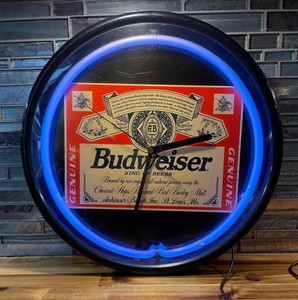 15" Budweiser Neon Wall Clock Advertising Sign Wall Decor *Works*