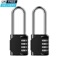 2 PACK 4 Digit Combination Padlock Long Shackle Weatherproof Heavy Duty Lock UK