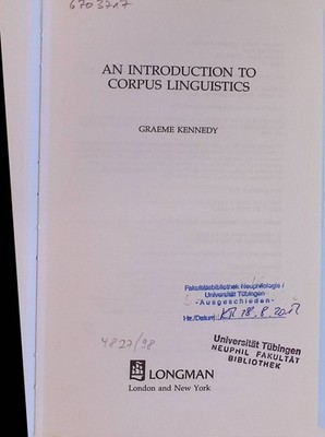 An Introduction to Corpus Linguistics Studies in Language & Linguistics Kennedy,