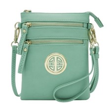 Small Multi Zipper Pockets Crossbody Bag with Detachable Wristlet Turquoise
