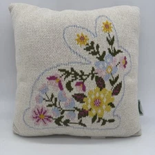 Bunny Boulevard Reversible Bunny Floral Knit Decor Accent Throw Pillow