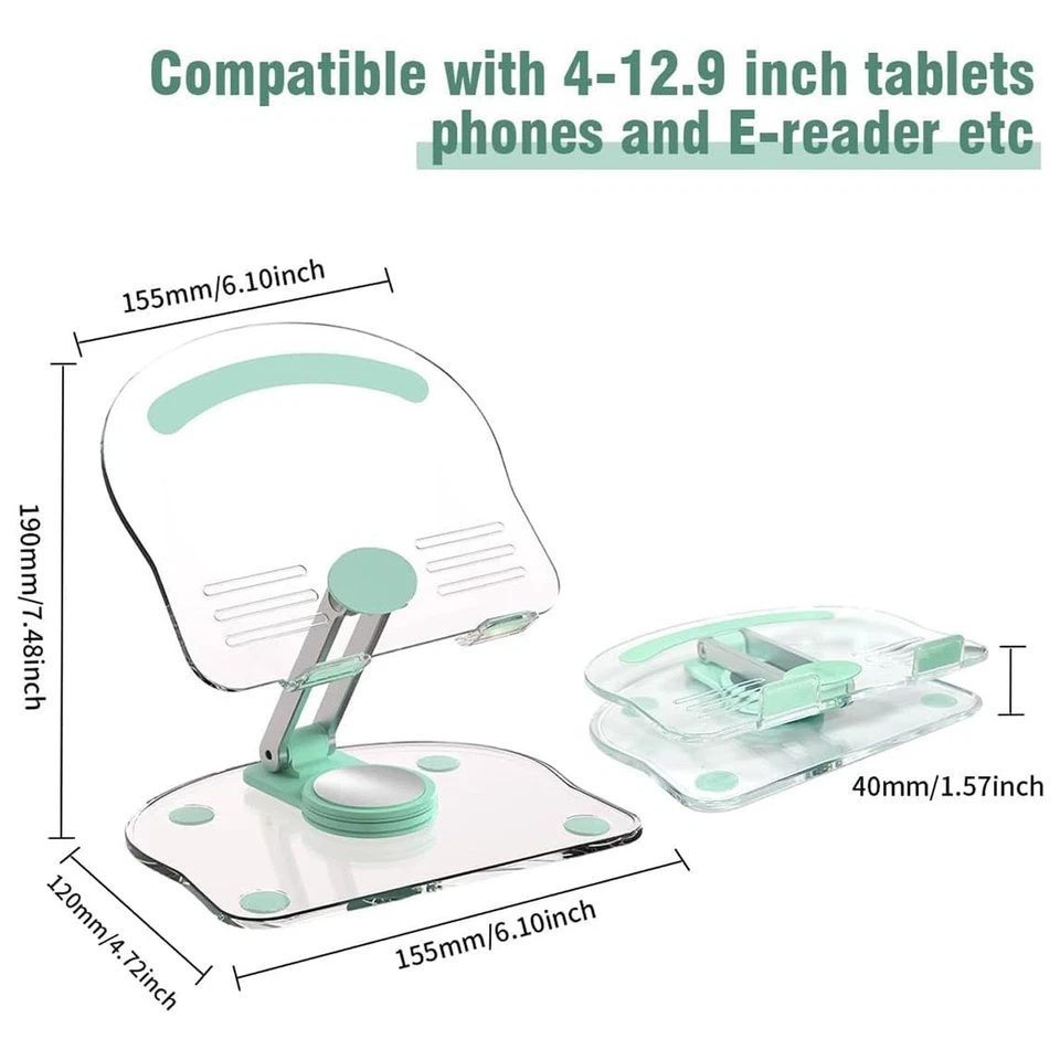 Soporte Acrílico para Tableta con Base Giratoria Plegable Ajustable Soporte para Tableta Foto 2 de 4