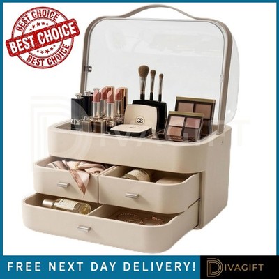 BEIGE MAKE-UP KOSMETIK ORGANISER FÜR SCHMINKTISCH KOFFER AUFBEWAHRUNG SCHMINKBOX NEU