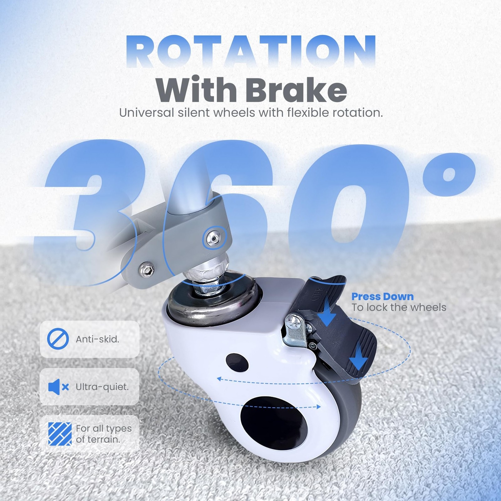 3 in 1 Commode Shower Chair with Wheels + Wheelchair Tray + Footrest – Rol