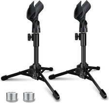 2 Pack Desktop Mic Stand, Portable Foldable Tripod with Clip 2 Pack, Blue
