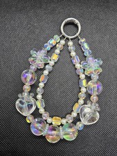 Handcrafted Phone Chain/keychain, Bag Chain/ Acrylic uv crown hearts, Flower's