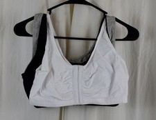 Fruit of the Loom Womens 3 PACK Front Close Sport Bra White/Black/Gray Size 38