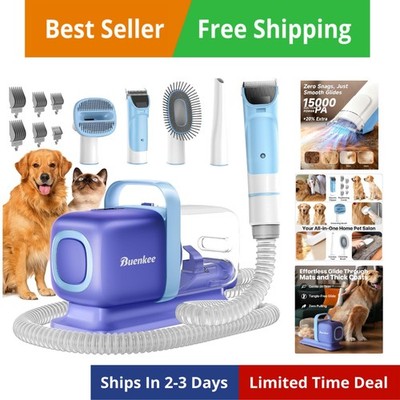 Dog Grooming Kit with Vacuum, 15000Pa Pet Hair Clipper and Shedding Brush, 50...
