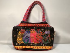 Laurel Burch Cat Lady Canvas Cotton Tote Bag Art Boho Purse Braided Handle