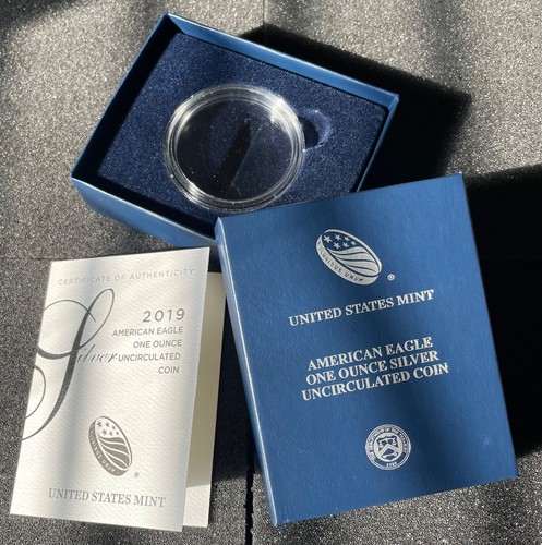 OGP (No Coin) 2019-W Uncirculated $1 American Silver Eagle Box, COA, Capsule