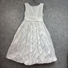 Cinderella Dress Girls 10 White Sleeveless Bow Back Flower Girl Communion Formal