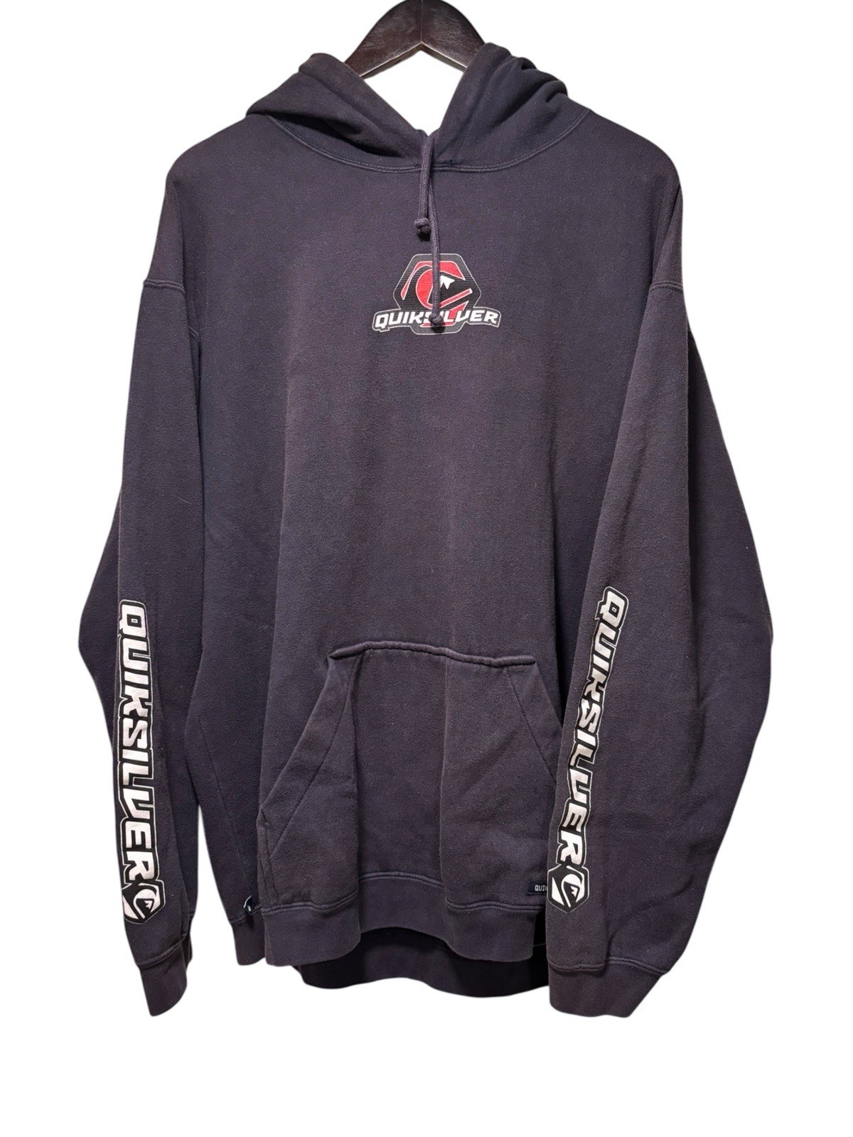 Vintage 90s Y2K Quiksilver Hoodie Sweatshirt Men’s Size Large Navy Surf RARE