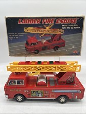 Vintage Ladder Fire Engine Bump Go Tin Toy Truck w/Original Box. Non Working