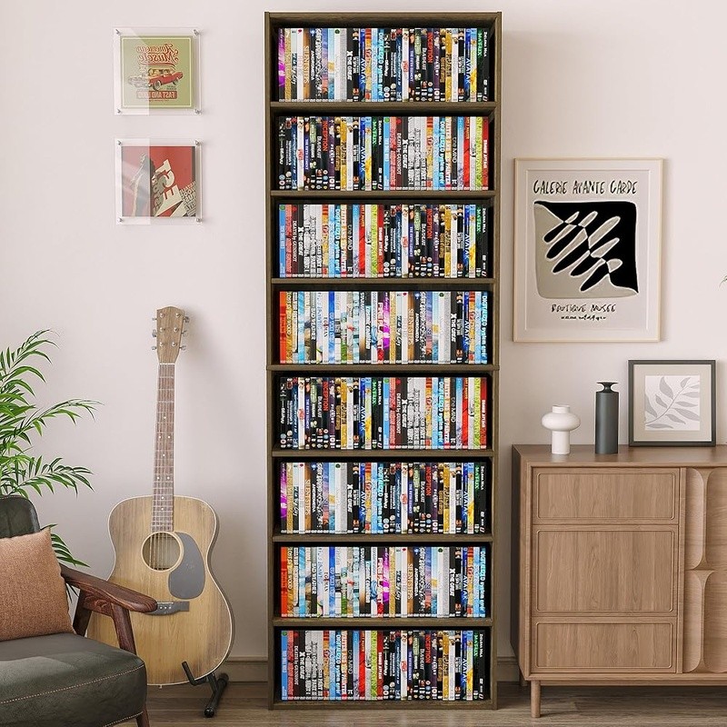 8 Tier DVD CD Storage Shelf Media Tower Durable Open Shelf O