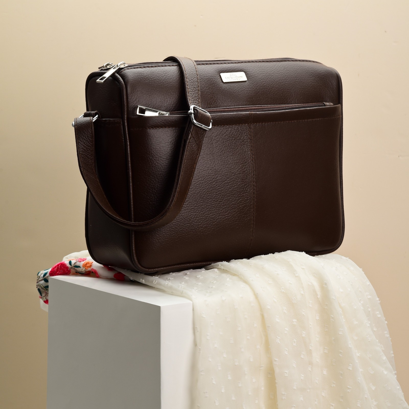 Bolso de mano de cuero REAL para mujer bandolera 1 correa para el hombro bolso de mano lateral 4 bolsillos