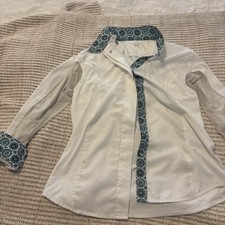 Equine Couture Cara Long-Sleeve Show Shirt, White, Girls Size Large