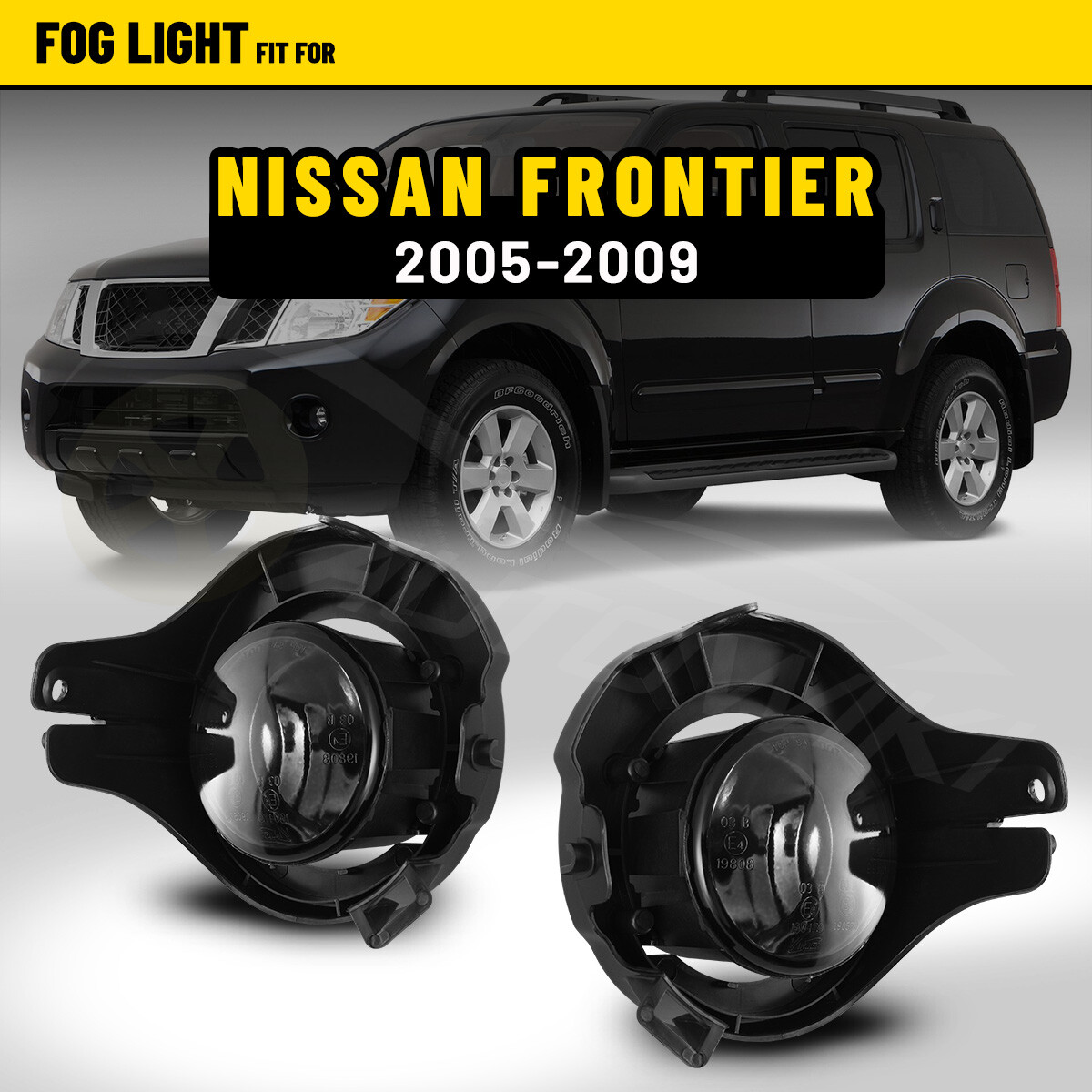 05-09 Nissan Frontier Pathfinder Smoke Lens Painted Bumper Fog Lights Pair