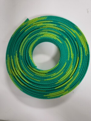 10 FT 3/4'' GREEN WITH YELLOW STRIPE PET EXPANDO SLEEVING BRAID