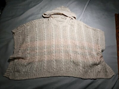 Copper Key Sweatshirt Womens Large XL Beige Hoodie Beach Lightweight Knit Crop